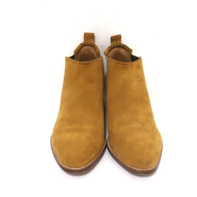 Alexander Wang Kori Stiefelette Ocker Wildleder Größe 38.5 Chelsea Bootie mit Ausschnitt an der Ferse