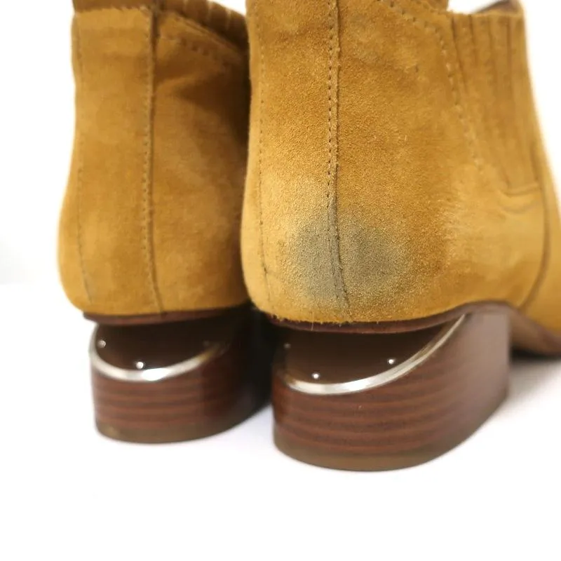 Alexander Wang Kori Stiefelette Ocker Wildleder Größe 38.5 Chelsea Bootie mit Ausschnitt an der Ferse