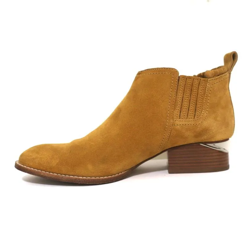 Alexander Wang Kori Stiefelette Ocker Wildleder Größe 38.5 Chelsea Bootie mit Ausschnitt an der Ferse