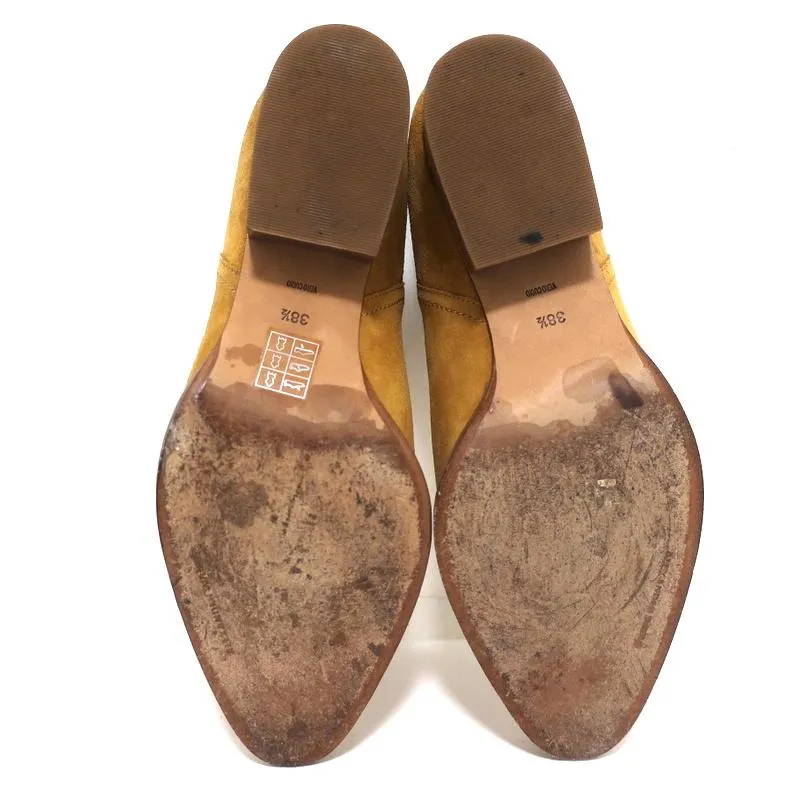 Alexander Wang Kori Stiefelette Ocker Wildleder Größe 38.5 Chelsea Bootie mit Ausschnitt an der Ferse