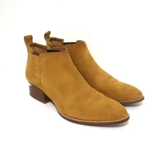 Alexander Wang Kori Stiefelette Ocker Wildleder Größe 38.5 Chelsea Bootie mit Ausschnitt an der Ferse