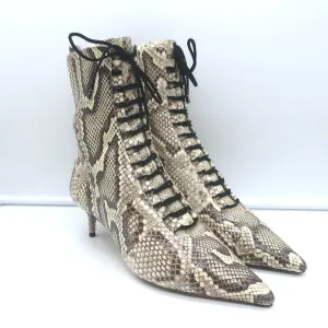 Alexandre Birman Millen Kitten Heel Stiefelette Elfenbein-Schlangenleder Größe 40.5
