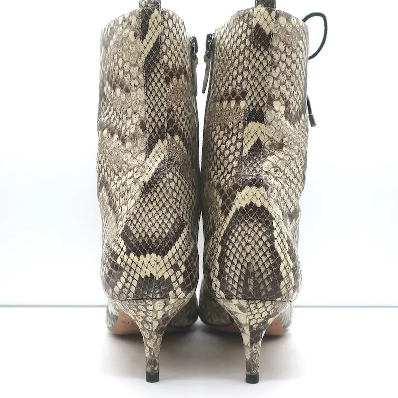 Alexandre Birman Millen Kitten Heel Stiefelette Elfenbein-Schlangenleder Größe 40.5