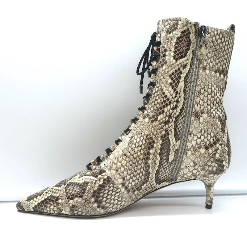 Alexandre Birman Millen Kitten Heel Stiefelette Elfenbein-Schlangenleder Größe 40.5
