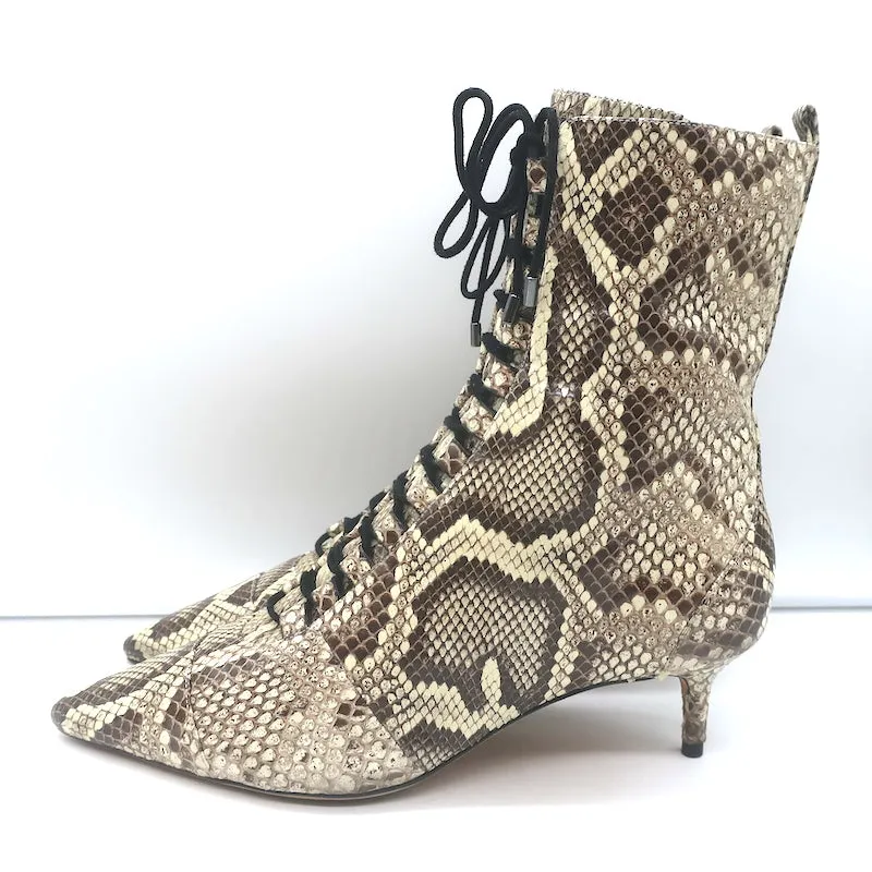 Alexandre Birman Millen Kitten Heel Stiefelette Elfenbein-Schlangenleder Größe 40.5