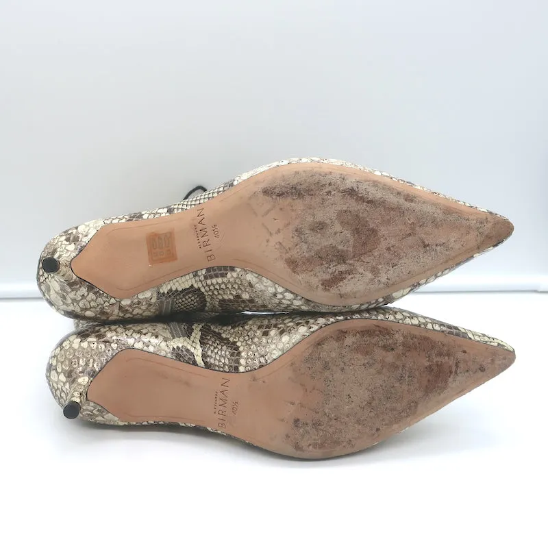 Alexandre Birman Millen Kitten Heel Stiefelette Elfenbein-Schlangenleder Größe 40.5