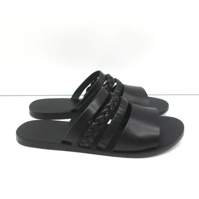 Ancient Greek Sandals Helene Sandalen Schwarz Geflochtenes Leder Größe 38