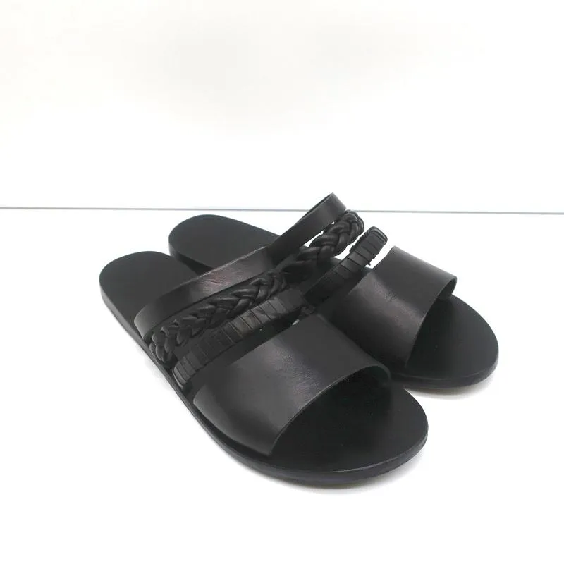 Ancient Greek Sandals Helene Sandalen Schwarz Geflochtenes Leder Größe 38