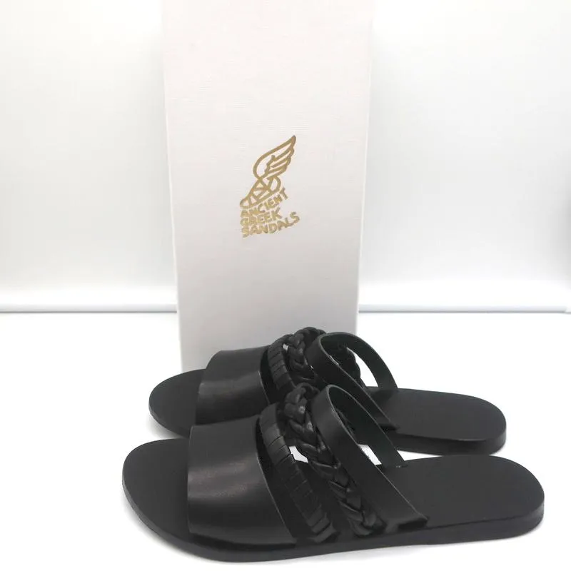 Ancient Greek Sandals Helene Sandalen Schwarz Geflochtenes Leder Größe 38