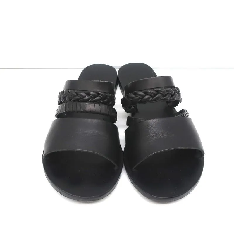 Ancient Greek Sandals Helene Sandalen Schwarz Geflochtenes Leder Größe 38