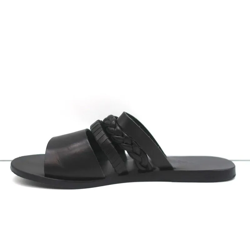 Ancient Greek Sandals Helene Sandalen Schwarz Geflochtenes Leder Größe 38