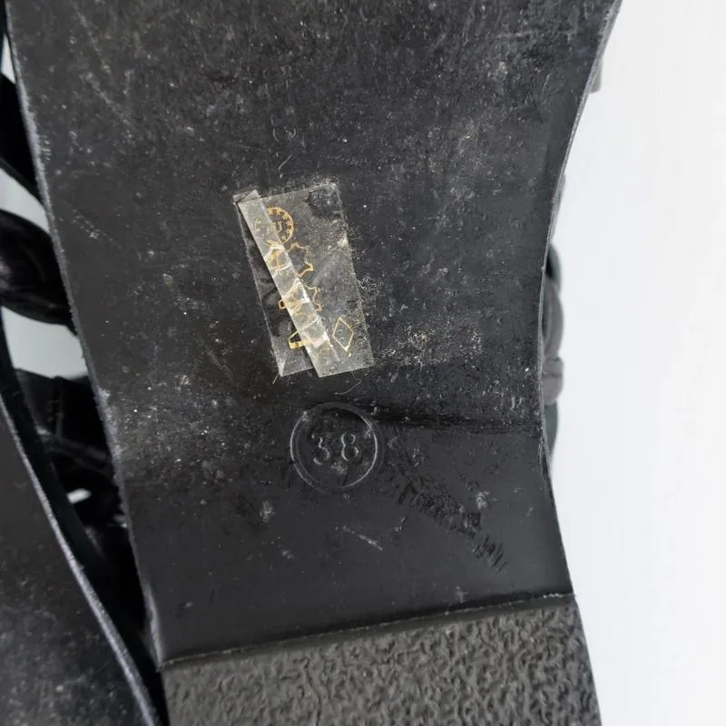 Ancient Greek Sandals Helene Sandalen Schwarz Geflochtenes Leder Größe 38