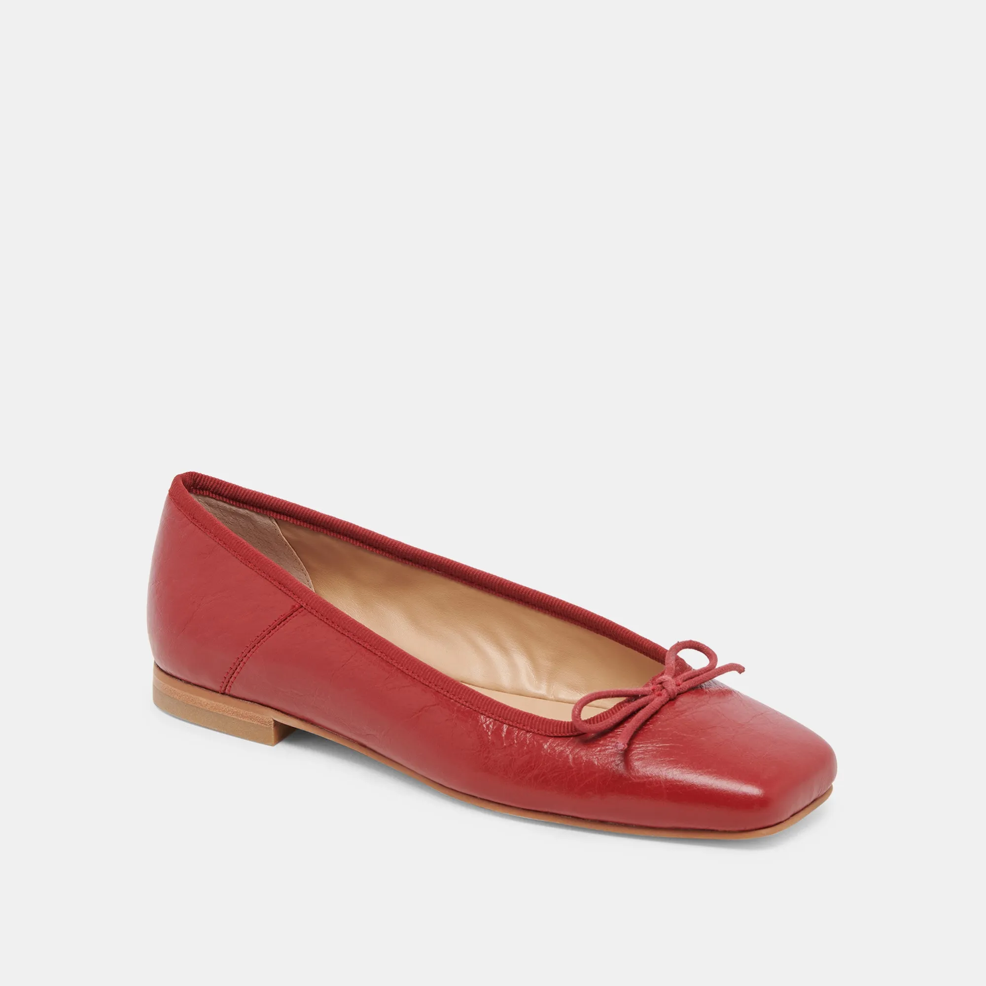 ANISA BALLETTFLATS ROT KREMPELNDES GLANZLEDER