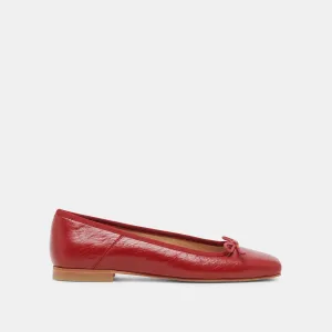 ANISA BALLETTFLATS ROT KREMPELNDES GLANZLEDER
