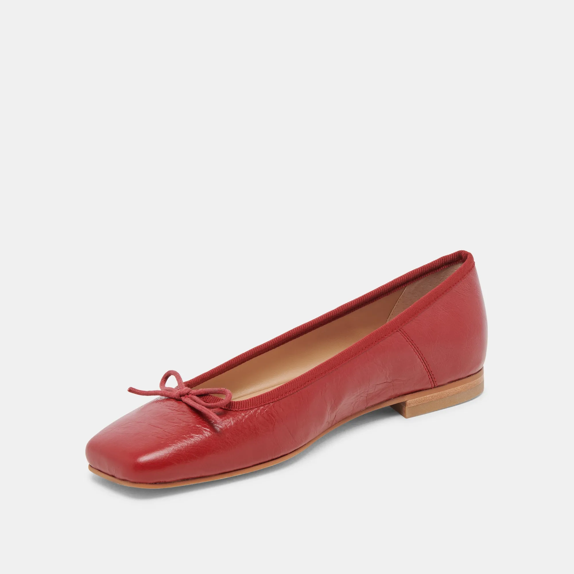 ANISA BALLETTFLATS ROT KREMPELNDES GLANZLEDER