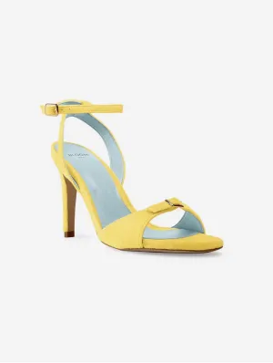 Anna Vegan Velvet Absatzsandalen | Gelb