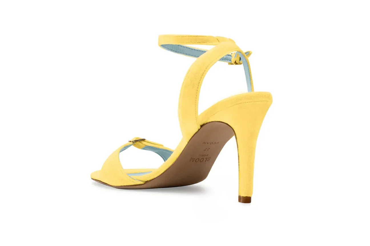 Anna Vegan Velvet Absatzsandalen | Gelb