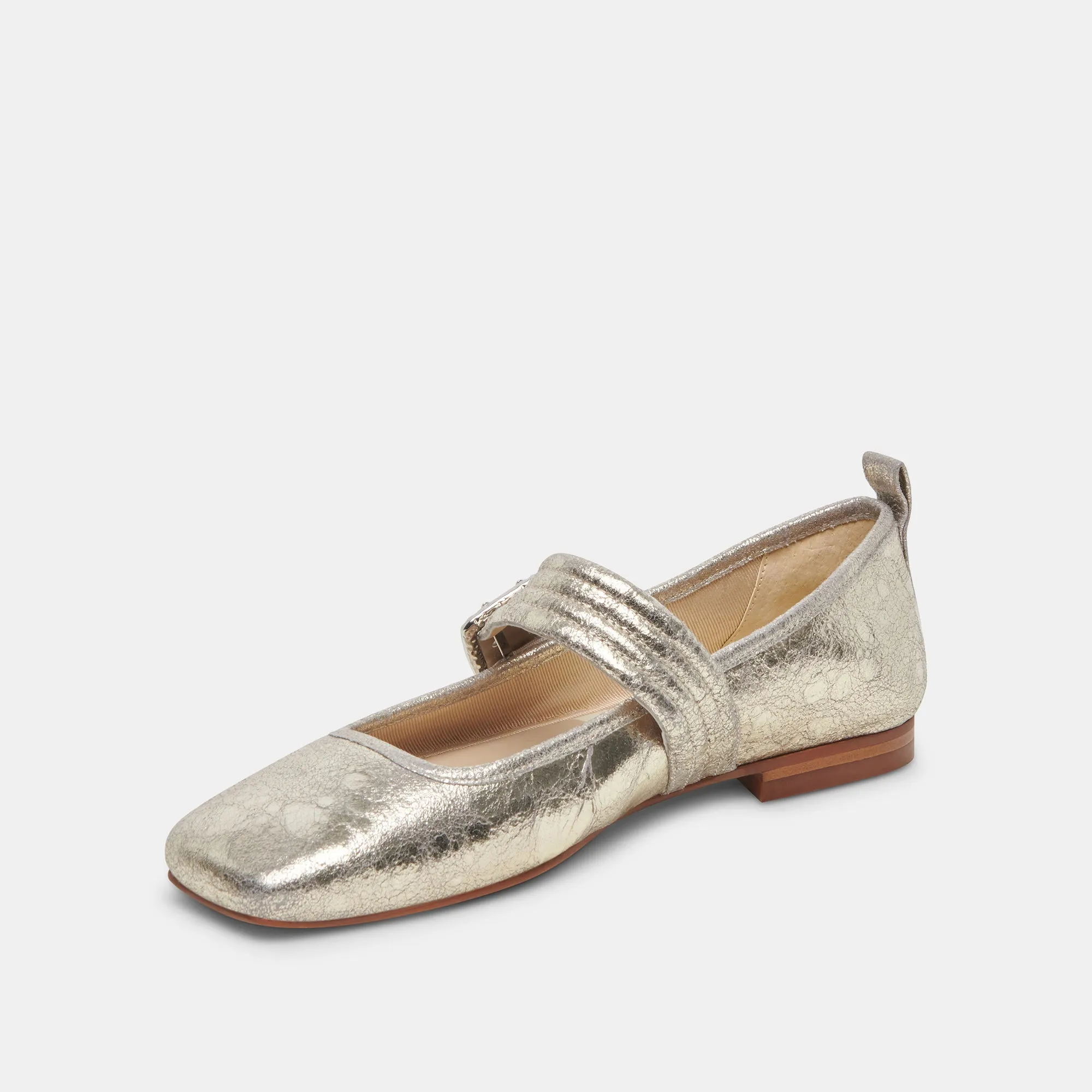 ARORA BALLETFLATS PLATIN GESTRESSTES LEDER