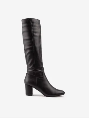 Avocado Damen Vegane Leder Stiefel Kniehoch | Schwarz