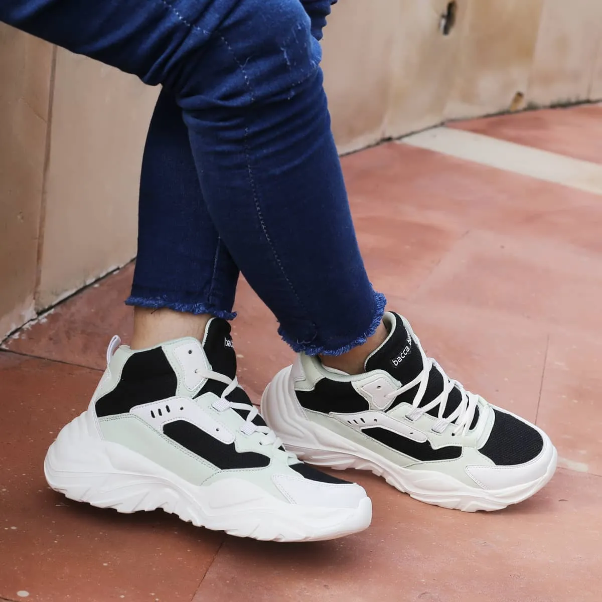 Bacca Bucci NYRA Mid-top Plateau-Mode-Sneaker für Damen | StreetWear Chunky Sneakers