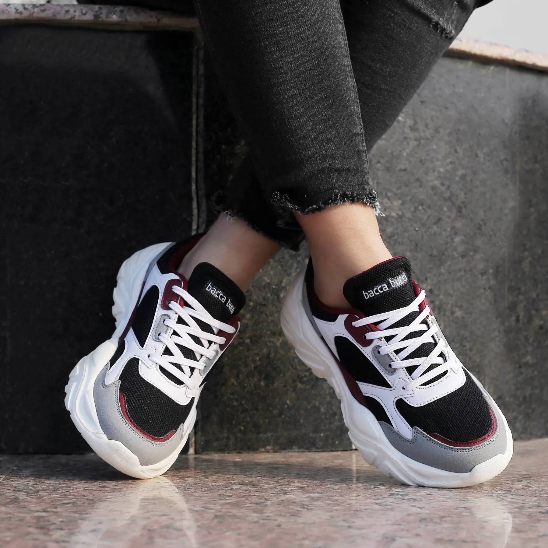 Bacca Bucci SPARK Low-Top Plateau-Sneaker im ColorBlock-Design für Damen | StreetWear Chunky Sneakers