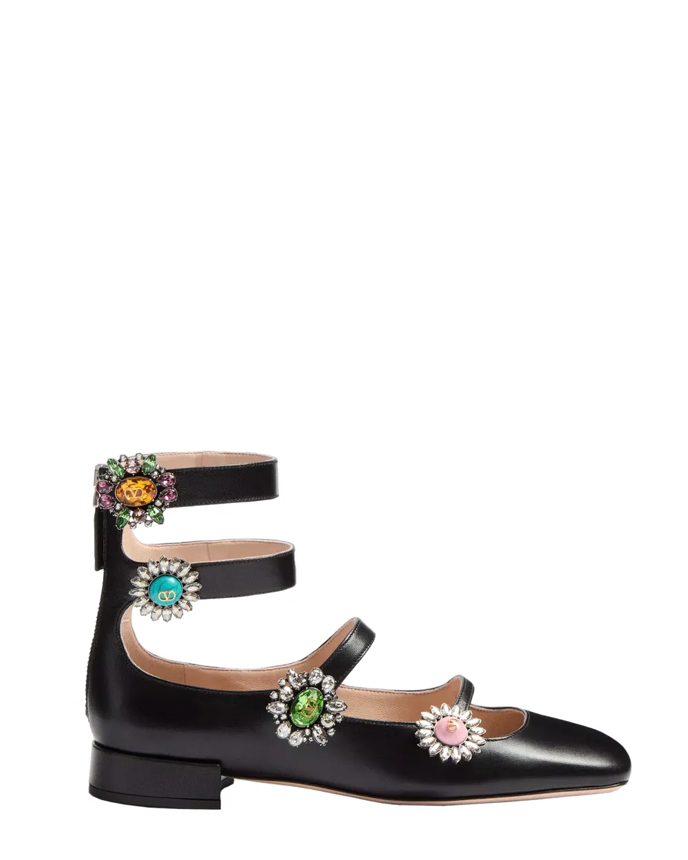 Ballerina Schmuck Riemchen Flachschuh in Schwarz und Platino