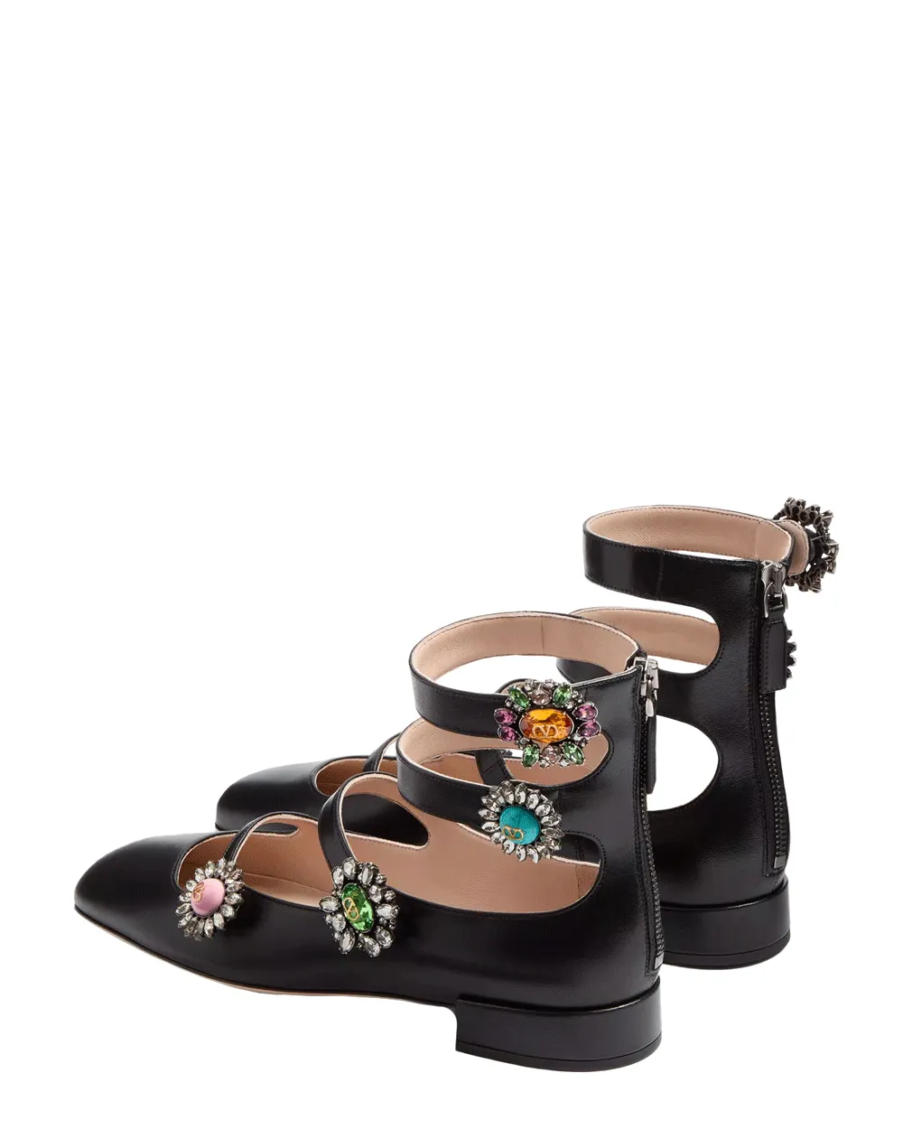 Ballerina Schmuck Riemchen Flachschuh in Schwarz und Platino