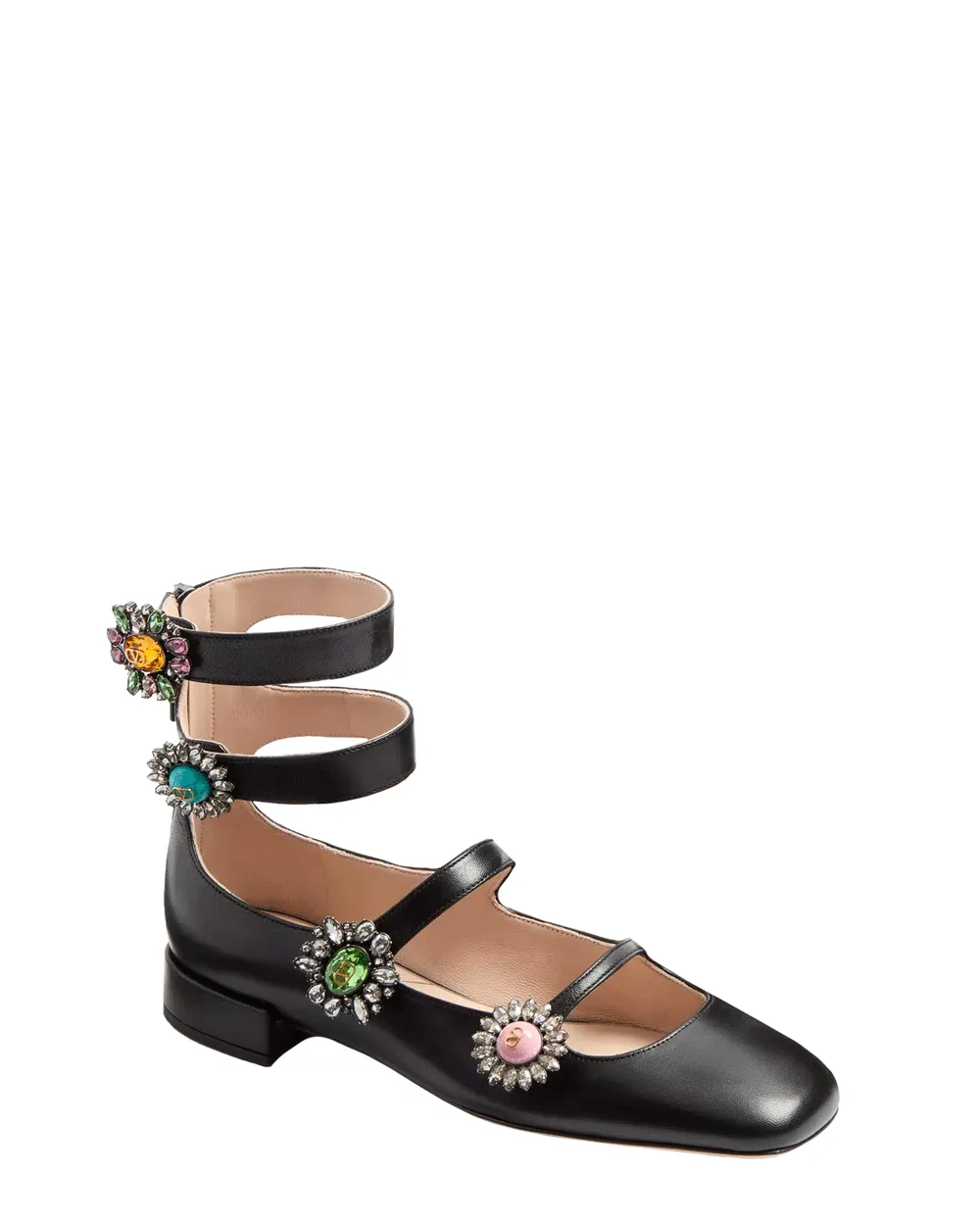 Ballerina Schmuck Riemchen Flachschuh in Schwarz und Platino