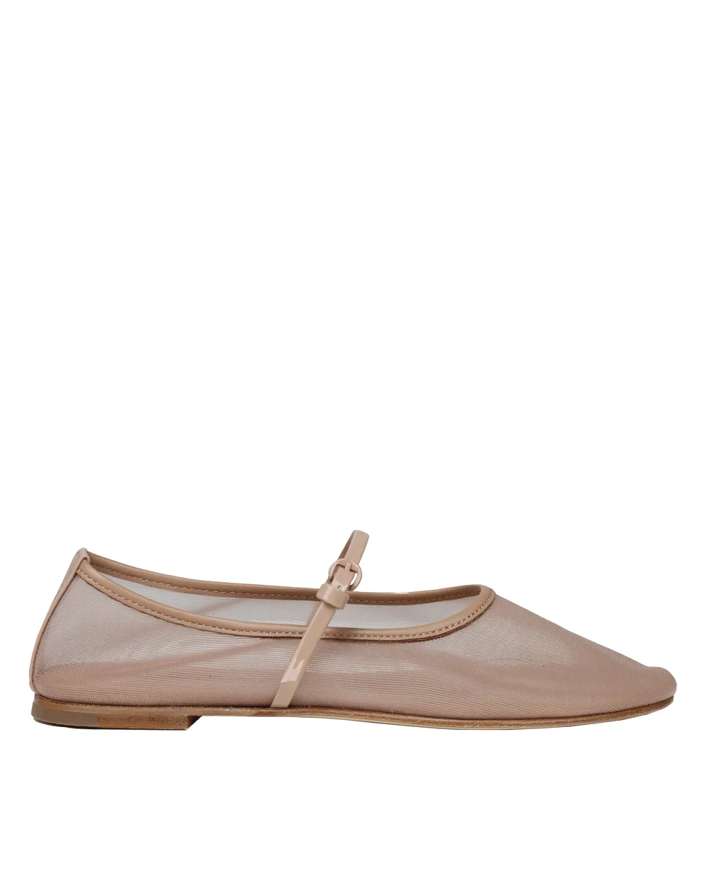 Ballett-Mesh-Flachschuh mit Riemchen in Nude