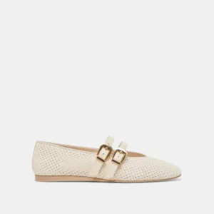 BAYLEE BALLETTFLATS KNOCHENFARBEN DURCHLÖCHERTES WILDLEDER