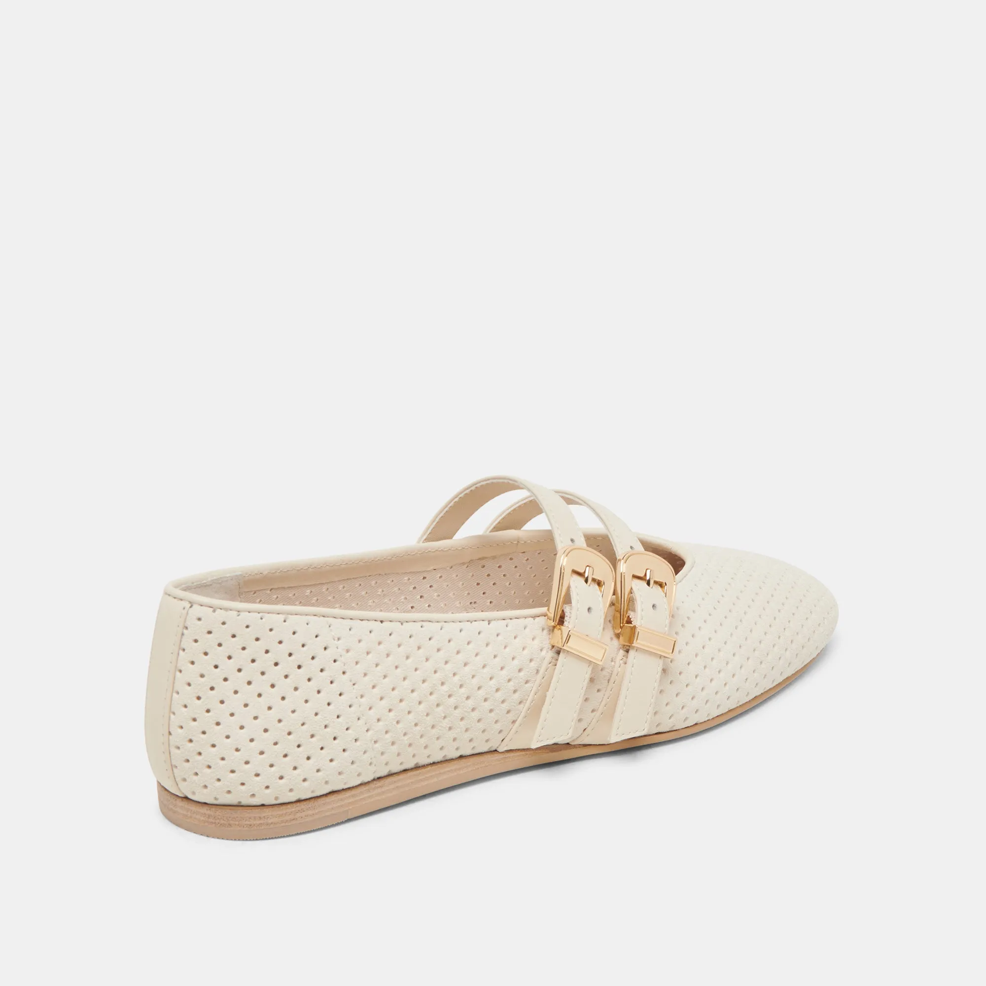 BAYLEE BALLETTFLATS KNOCHENFARBEN DURCHLÖCHERTES WILDLEDER