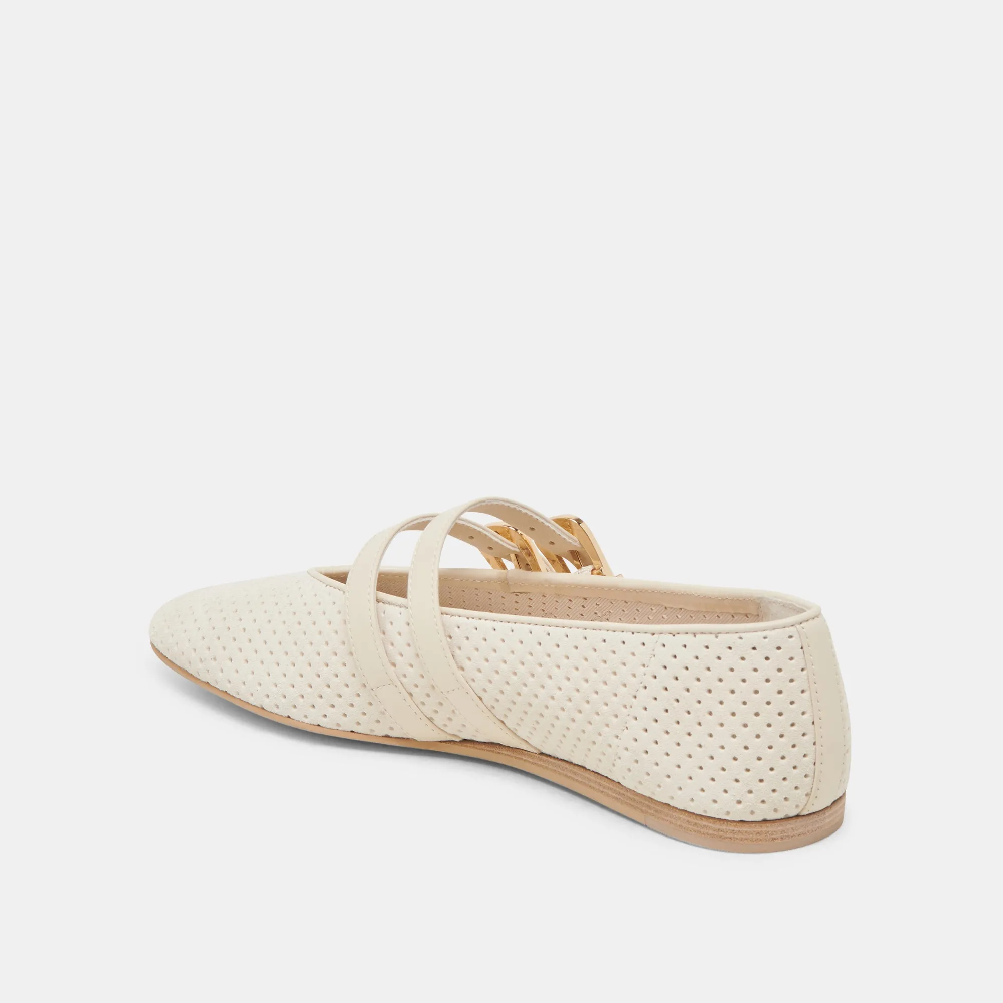 BAYLEE BALLETTFLATS KNOCHENFARBEN DURCHLÖCHERTES WILDLEDER