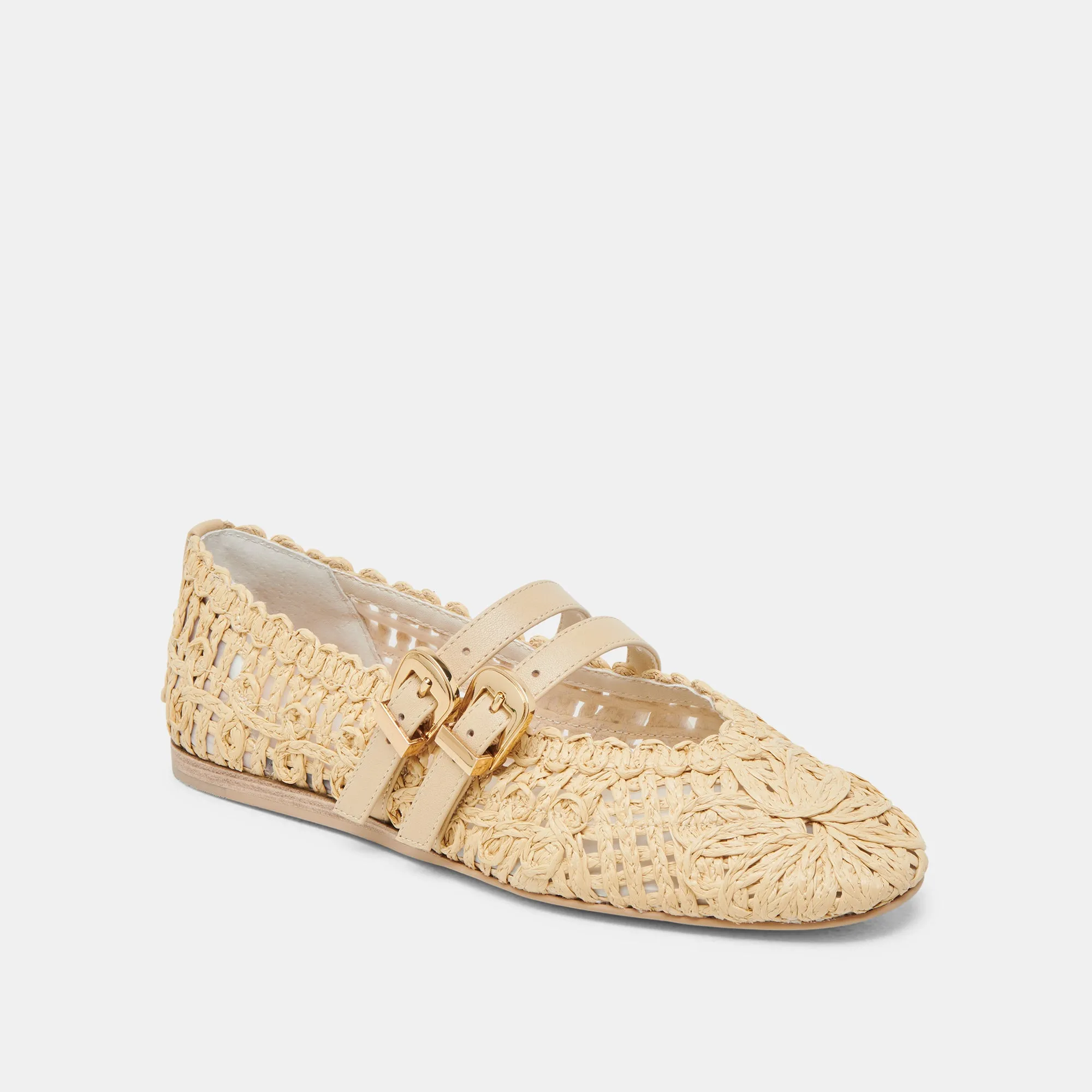 BAYLEE SONNENBLUMEN BREITE BALLETTFLACHER HELL NATUR MACRAMÉ