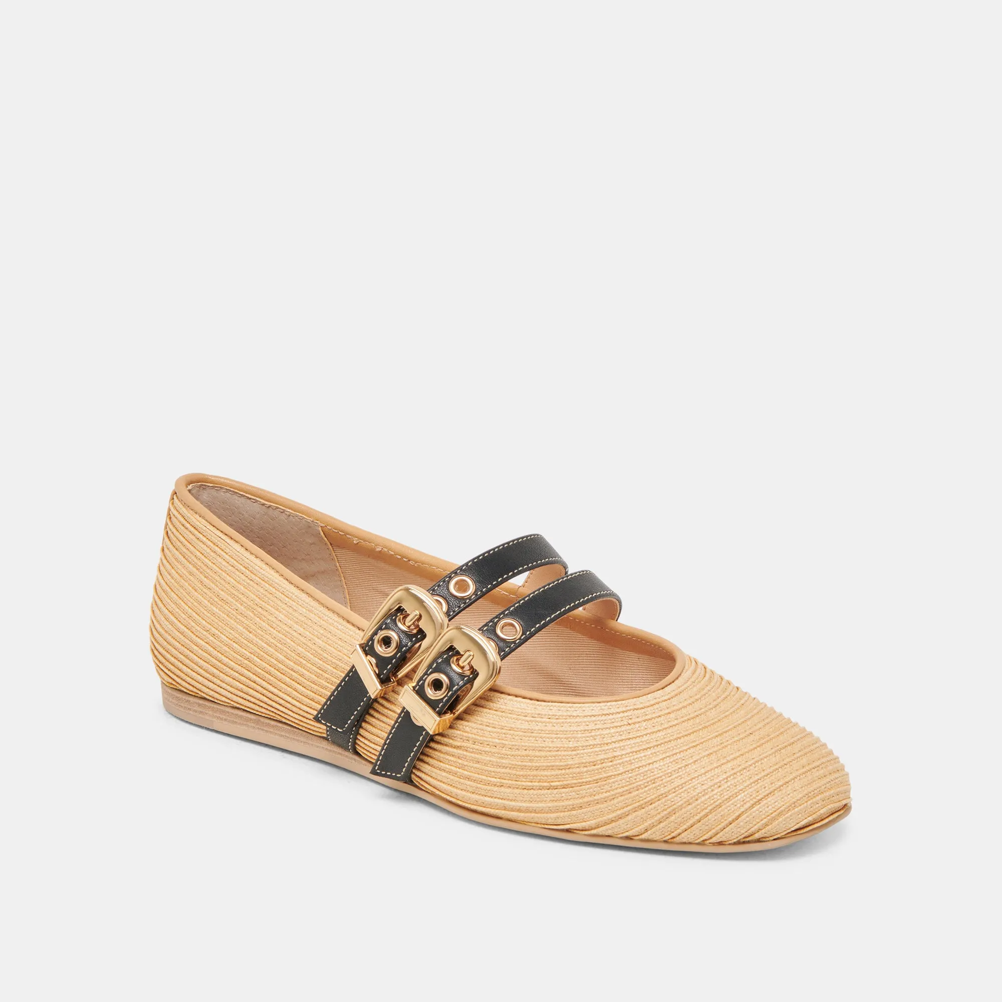 BAYLEE WEITE BALLETTFLATS IN NATURRAFFIA