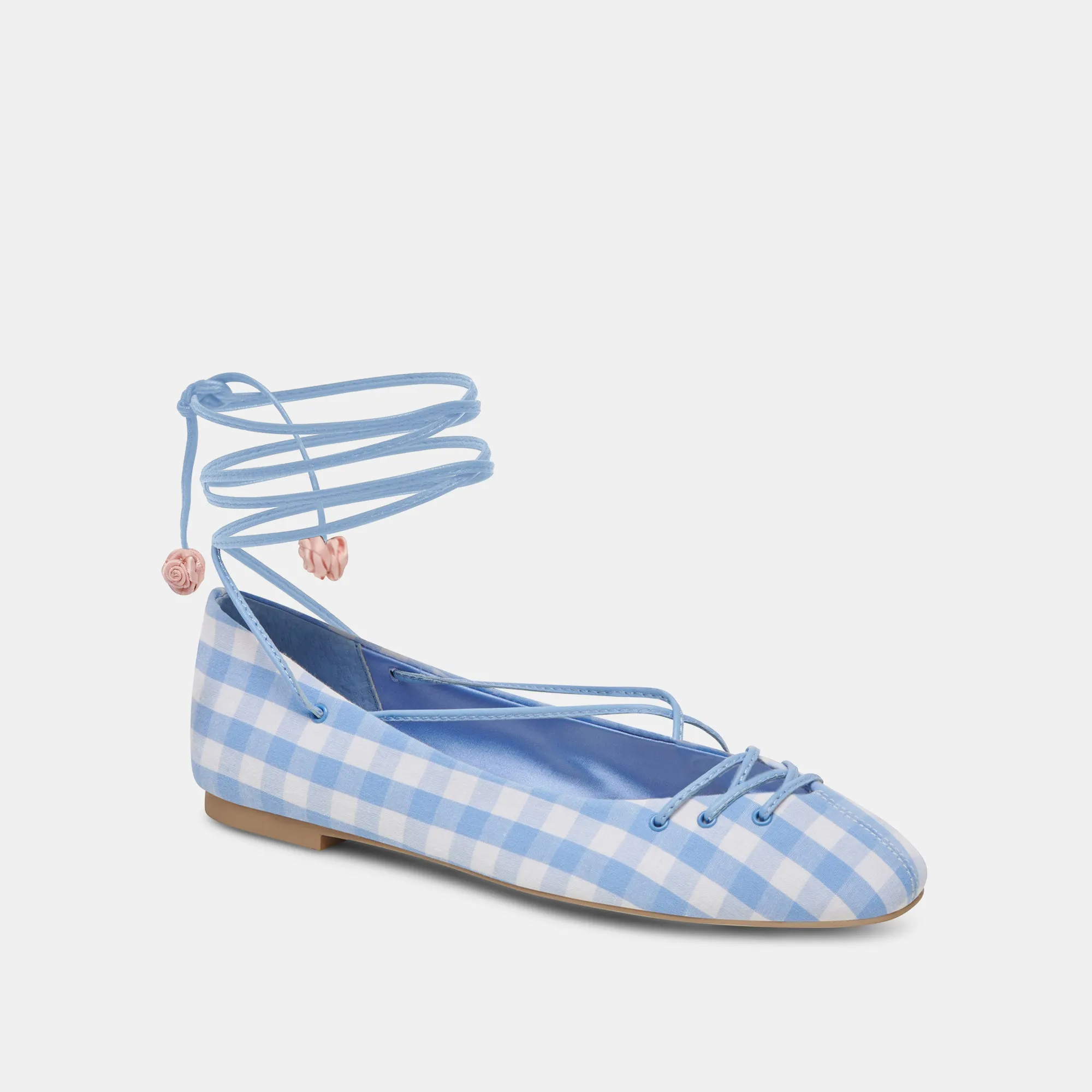 BEATE BALLETTFLATS WEIß BLAU GINGHAM