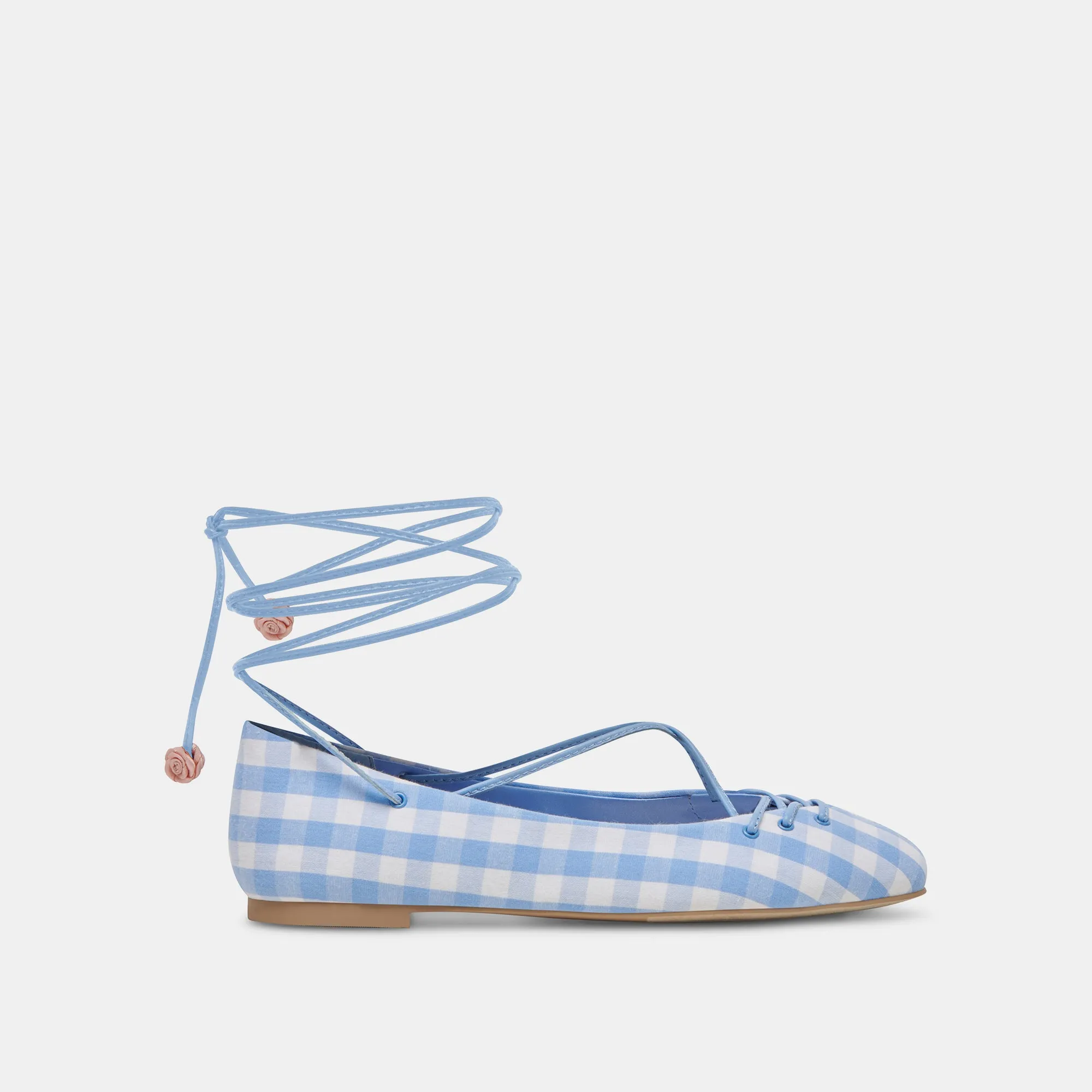 BEATE BALLETTFLATS WEIß BLAU GINGHAM