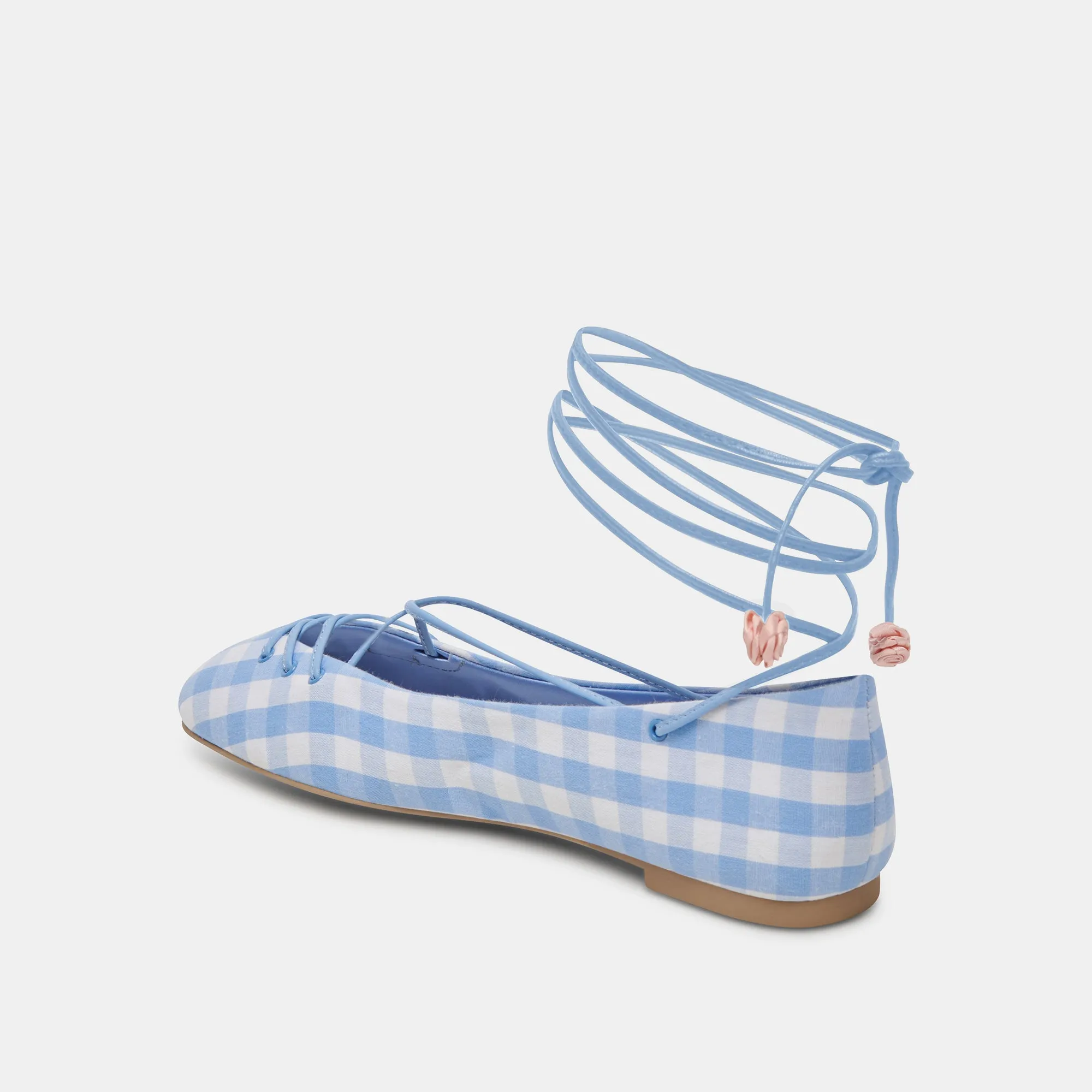 BEATE BALLETTFLATS WEIß BLAU GINGHAM