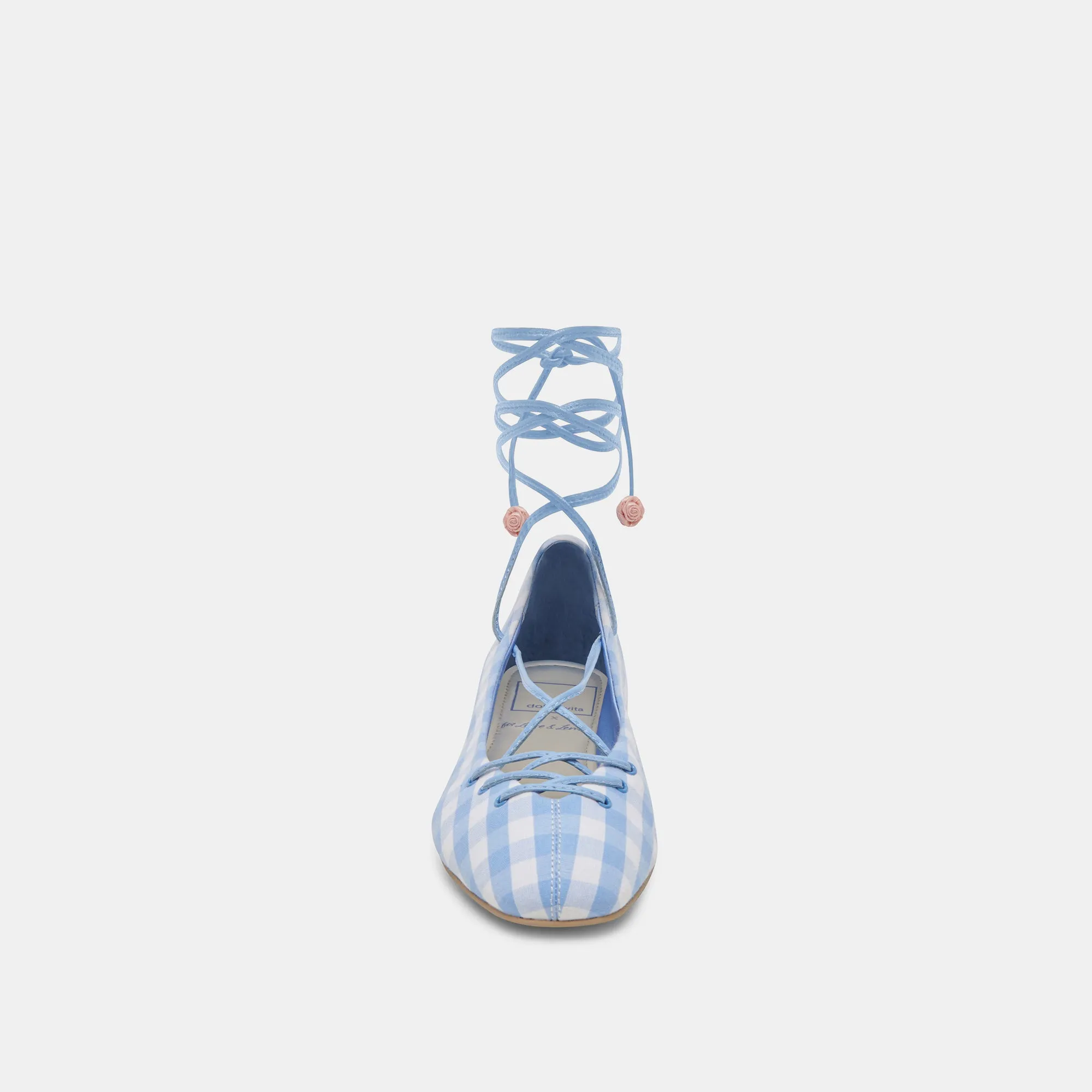 BEATE BALLETTFLATS WEIß BLAU GINGHAM