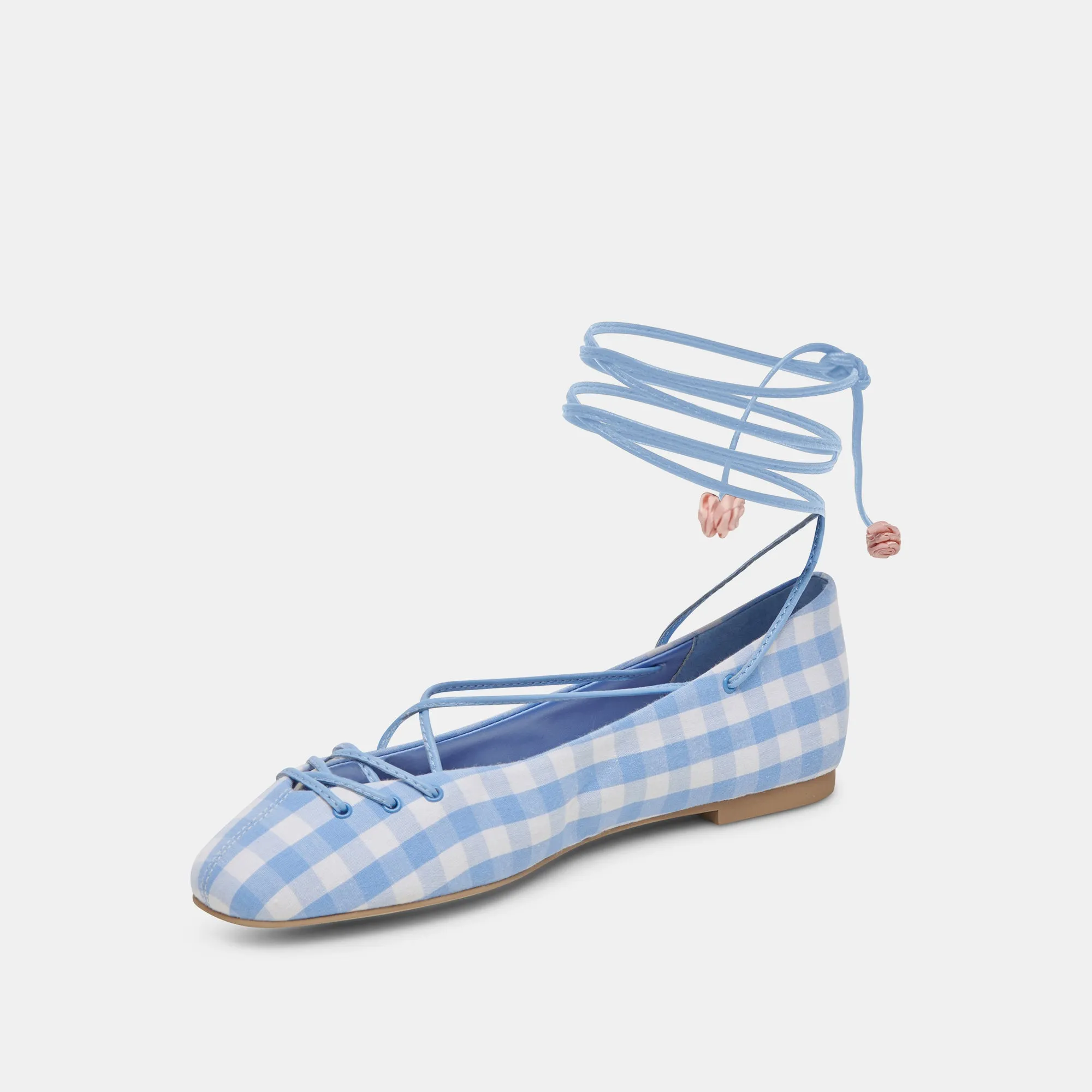 BEATE BALLETTFLATS WEIß BLAU GINGHAM