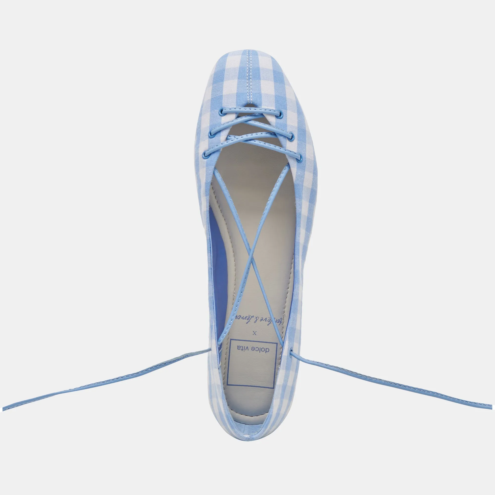 BEATE BALLETTFLATS WEIß BLAU GINGHAM