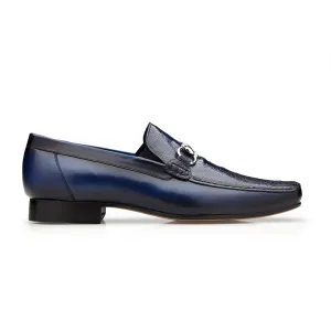 Belvedere Exotische Leder Schuhe Belvedere Bruno in Marineblau Echtem Straußenbein und Italienischem Kalbsleder Loafers