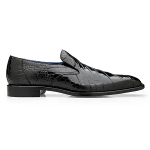 Belvedere Exotische Leder-Schuhe Belvedere Genova in Schwarz Echte Amerikanische Alligator-Loafer
