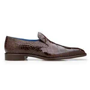 Belvedere Exotische Leder-Schuhe Belvedere Genova in Schokoladenbraun Echte Amerikanische Alligator-Loafers