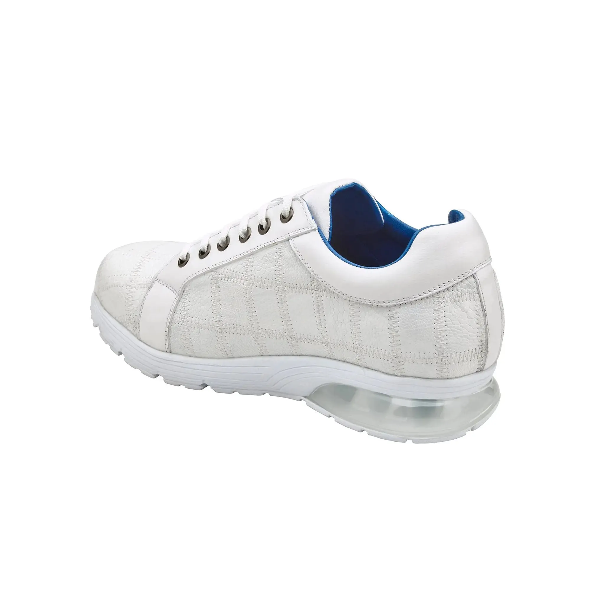 Belvedere Exotische Leder Schuhe Belvedere Magnus in Weißem Straußenleder Patchwork Sneakers