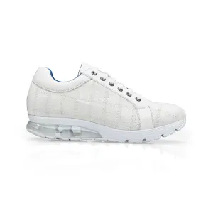 Belvedere Exotische Leder Schuhe Belvedere Magnus in Weißem Straußenleder Patchwork Sneakers