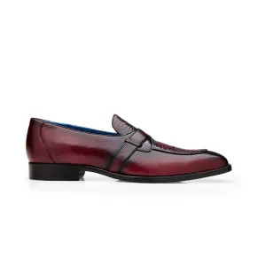 Belvedere Exotische Leder-Schuhe Belvedere Tornado in Antik-Burgunder Amerikanisches Alligatorleder und Italienisches Kalbsleder Loafers