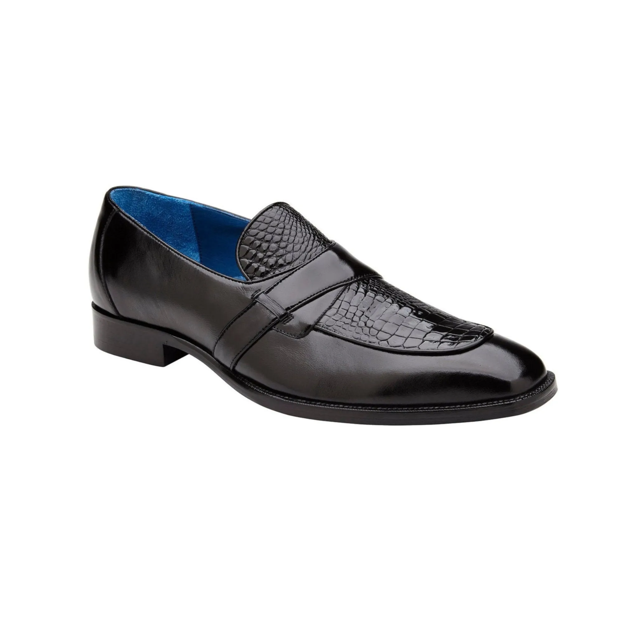 Belvedere Exotische Leder-Schuhe Belvedere Tornado in Schwarz Amerikanisches Alligatorleder und Italienisches Kalbsleder Loafers