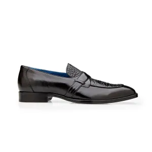 Belvedere Exotische Leder-Schuhe Belvedere Tornado in Schwarz Amerikanisches Alligatorleder und Italienisches Kalbsleder Loafers
