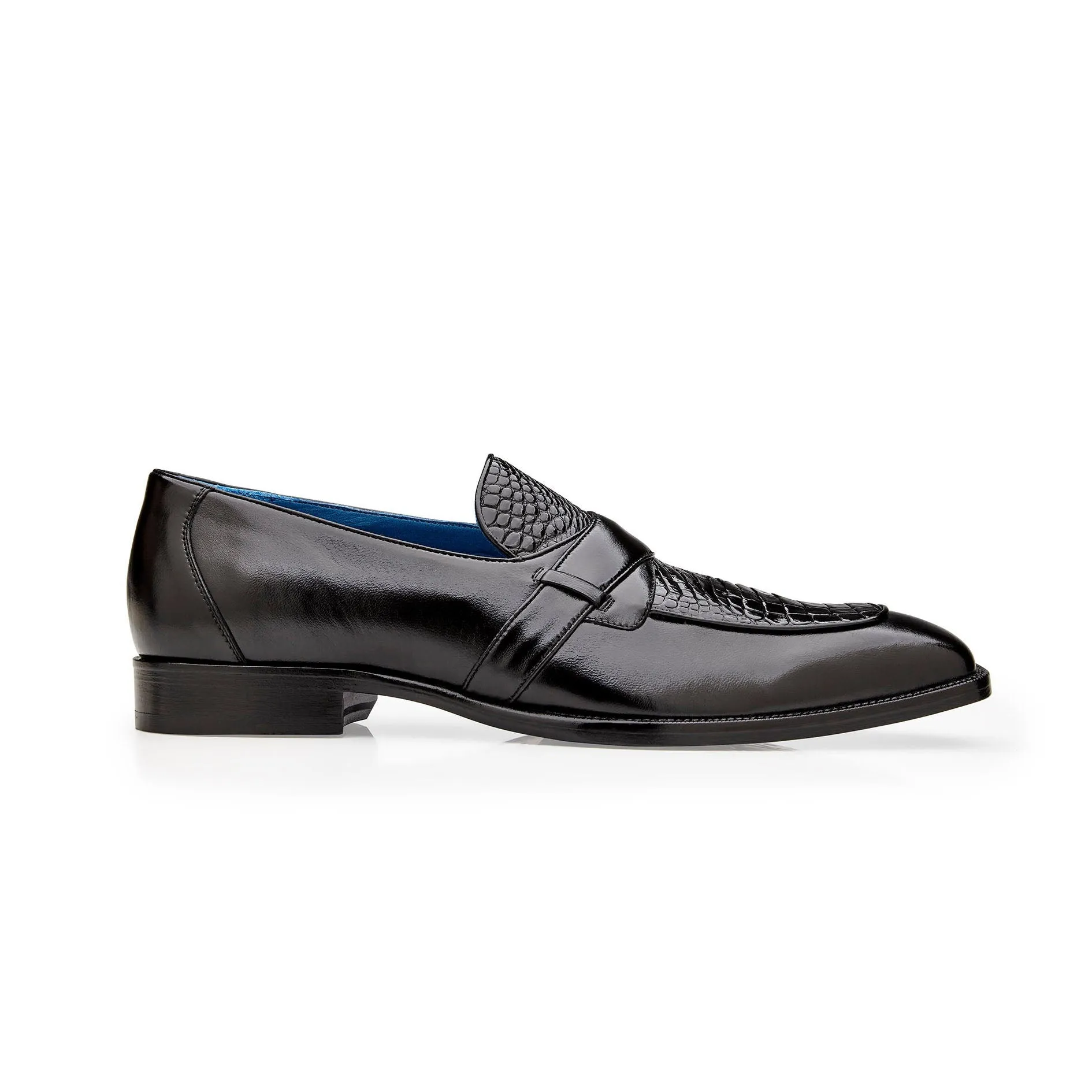 Belvedere Exotische Leder-Schuhe Belvedere Tornado in Schwarz Amerikanisches Alligatorleder und Italienisches Kalbsleder Loafers