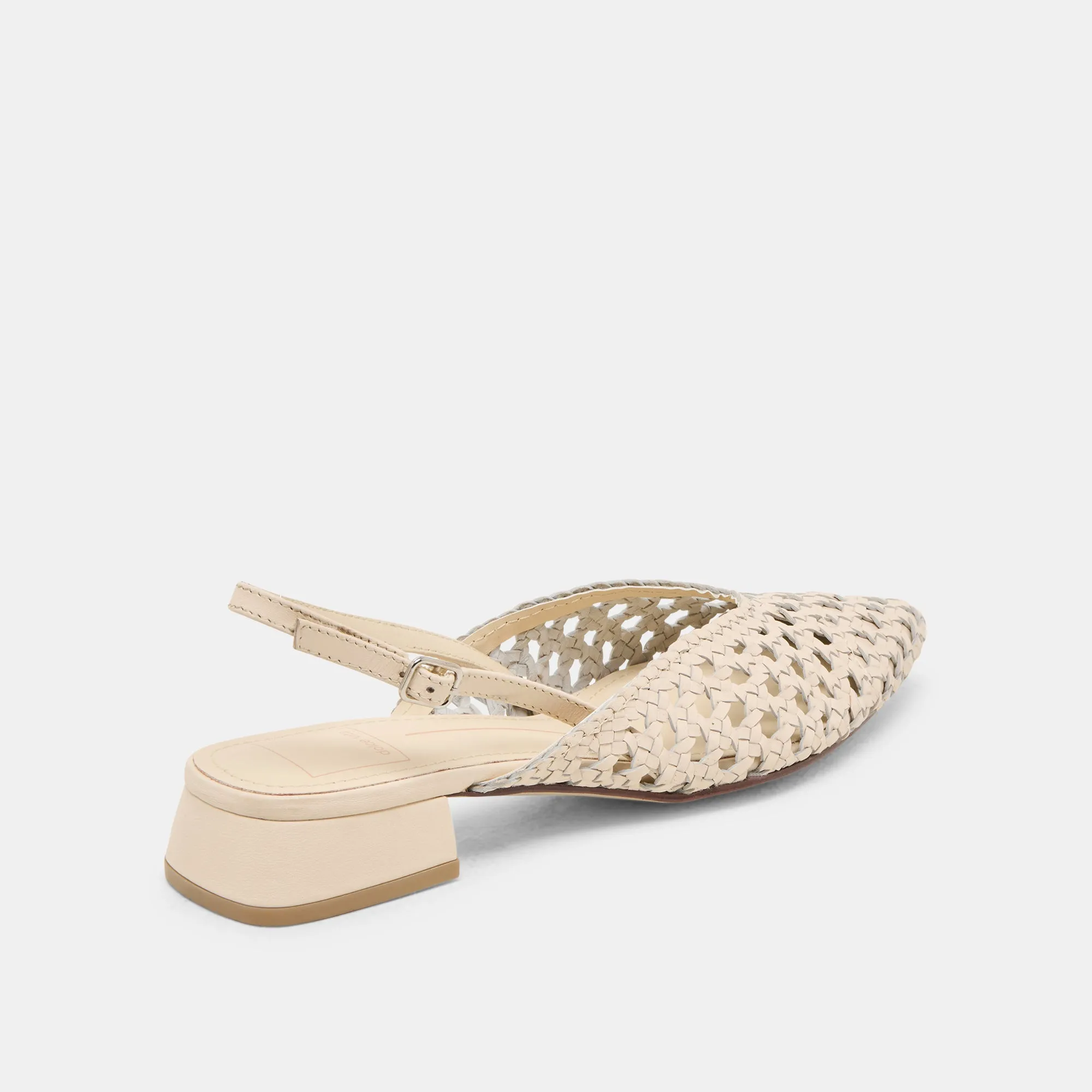 BIRDIE FLATS IN OFF-WHITE GEWEBTEM LEDER